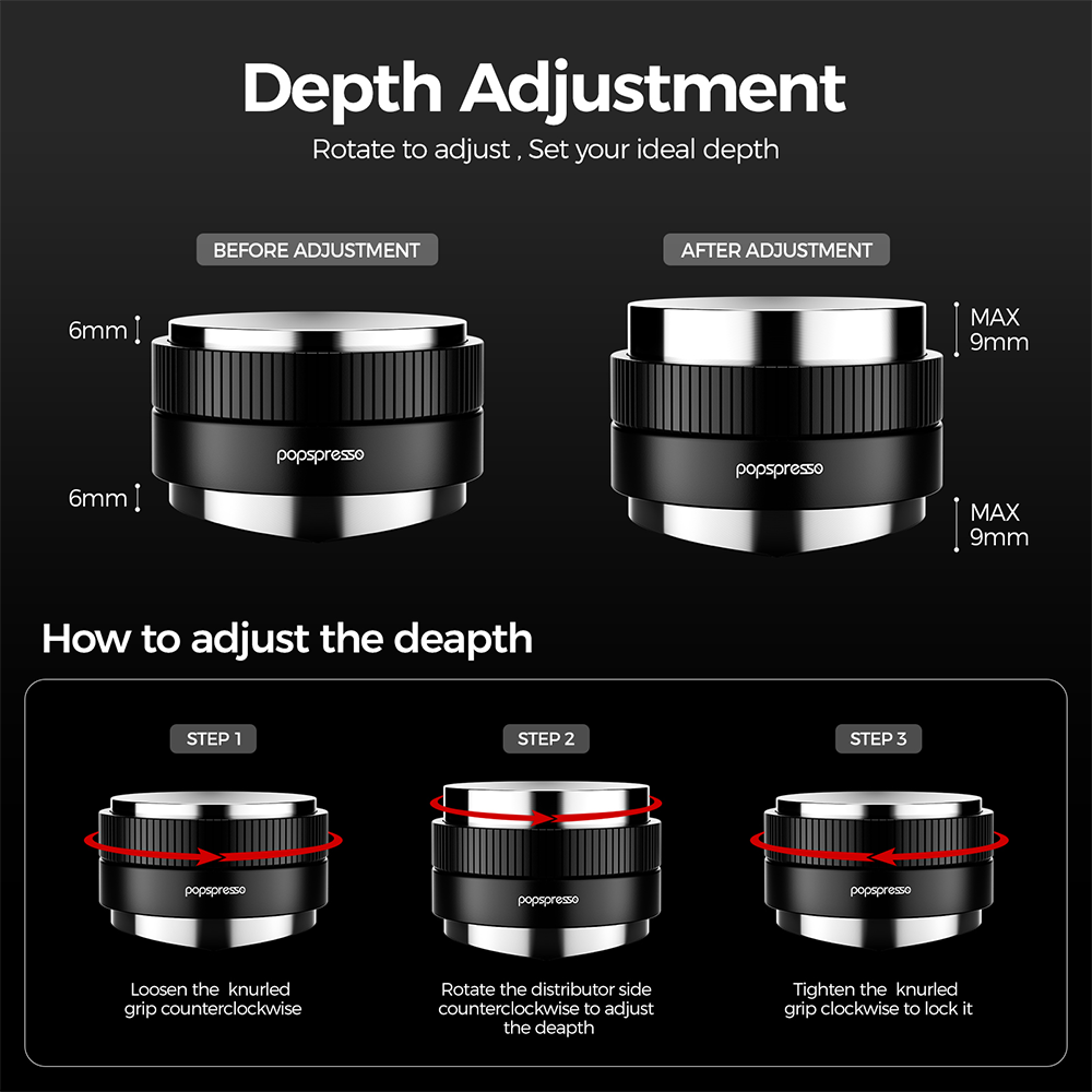 Popspresso Dual-Head Coffee Distributor & Tamper