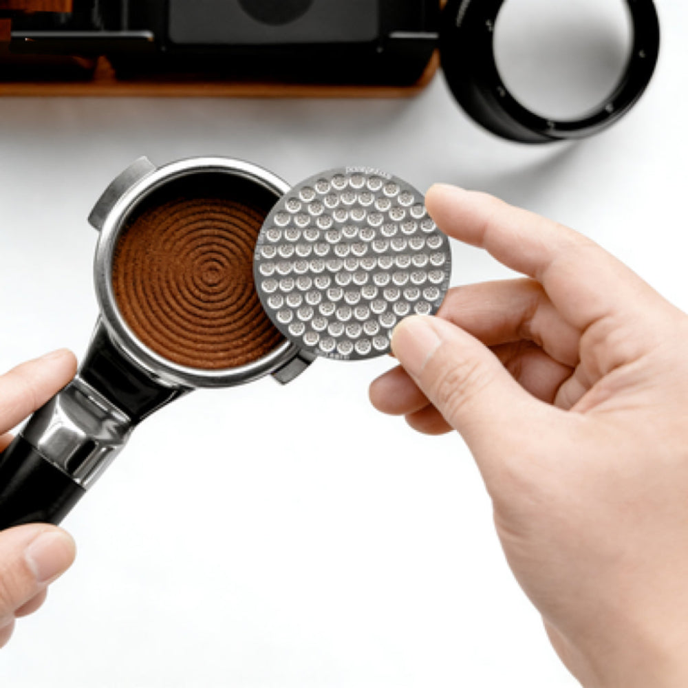 popspresso-puck-screen-on-spiral-coffee-puck-prep-aesthetic