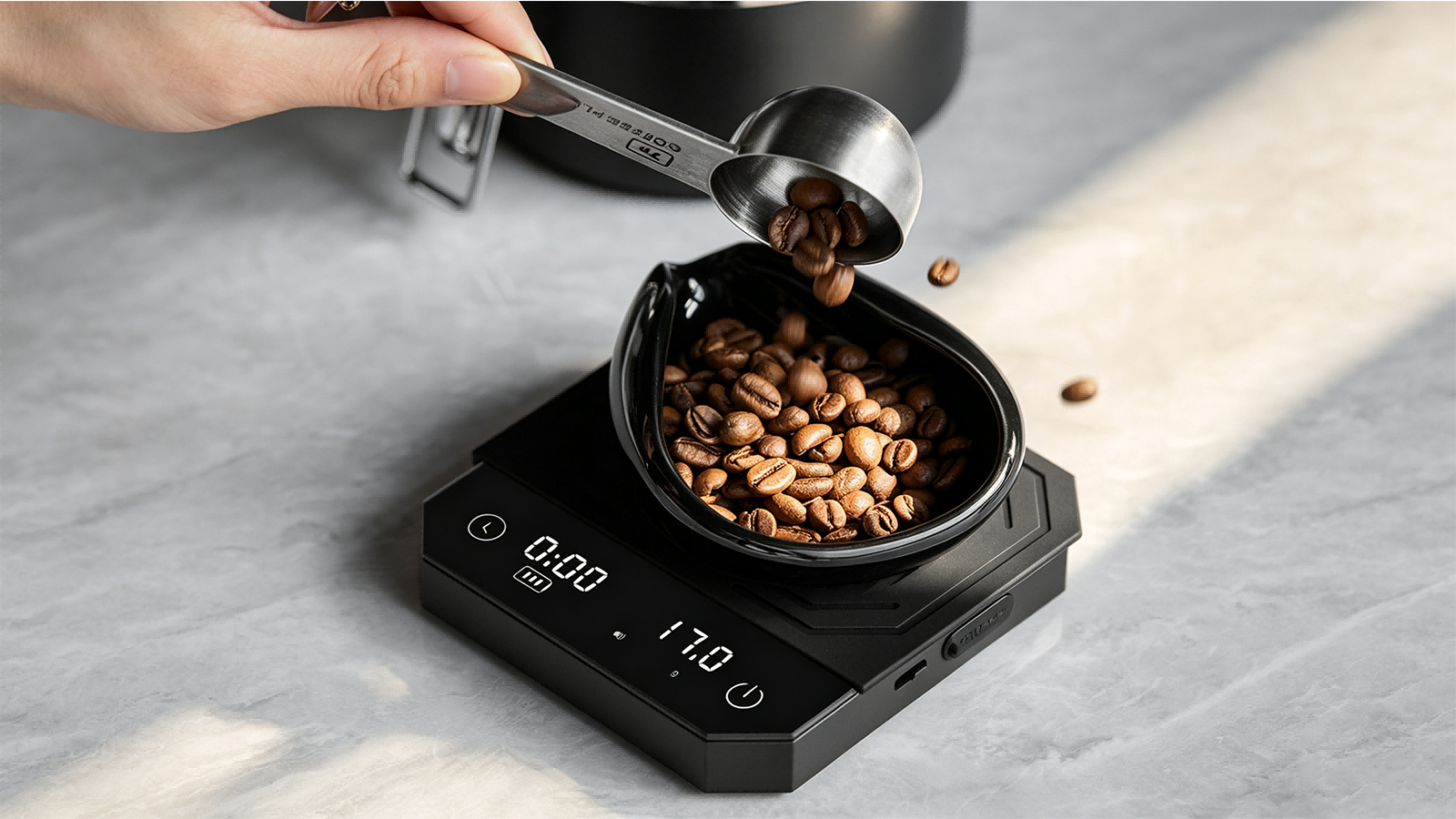 Popspresso-digital-coffee-scale-weighing-coffee-beans